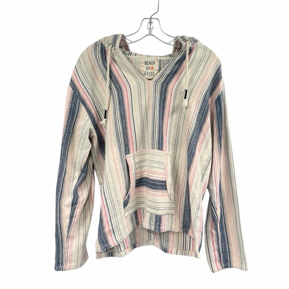 Beach by Exist Striped Long Sleeve Cotton Hoodie Size Medium - Picture 10 of 10